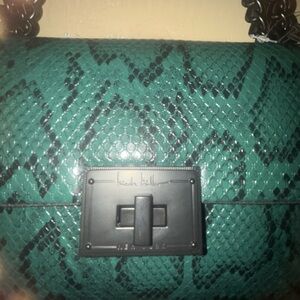 Nicole by Nicole Miller Green Shoulder Bag with Exotic Texture